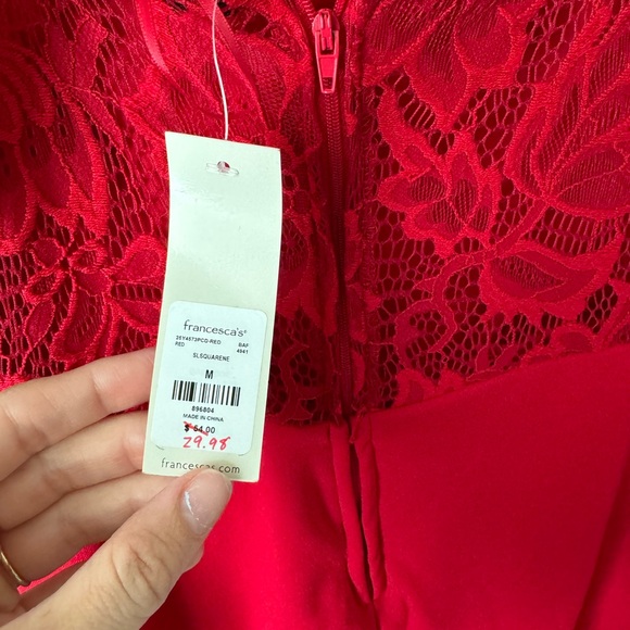 Red asymmetric mini dress with a zip at the back - Picture 3 of 3